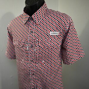 Magellan Vented Fishing Shirt‎ Mens Medium Red Black Georgia Pattern Short Slv